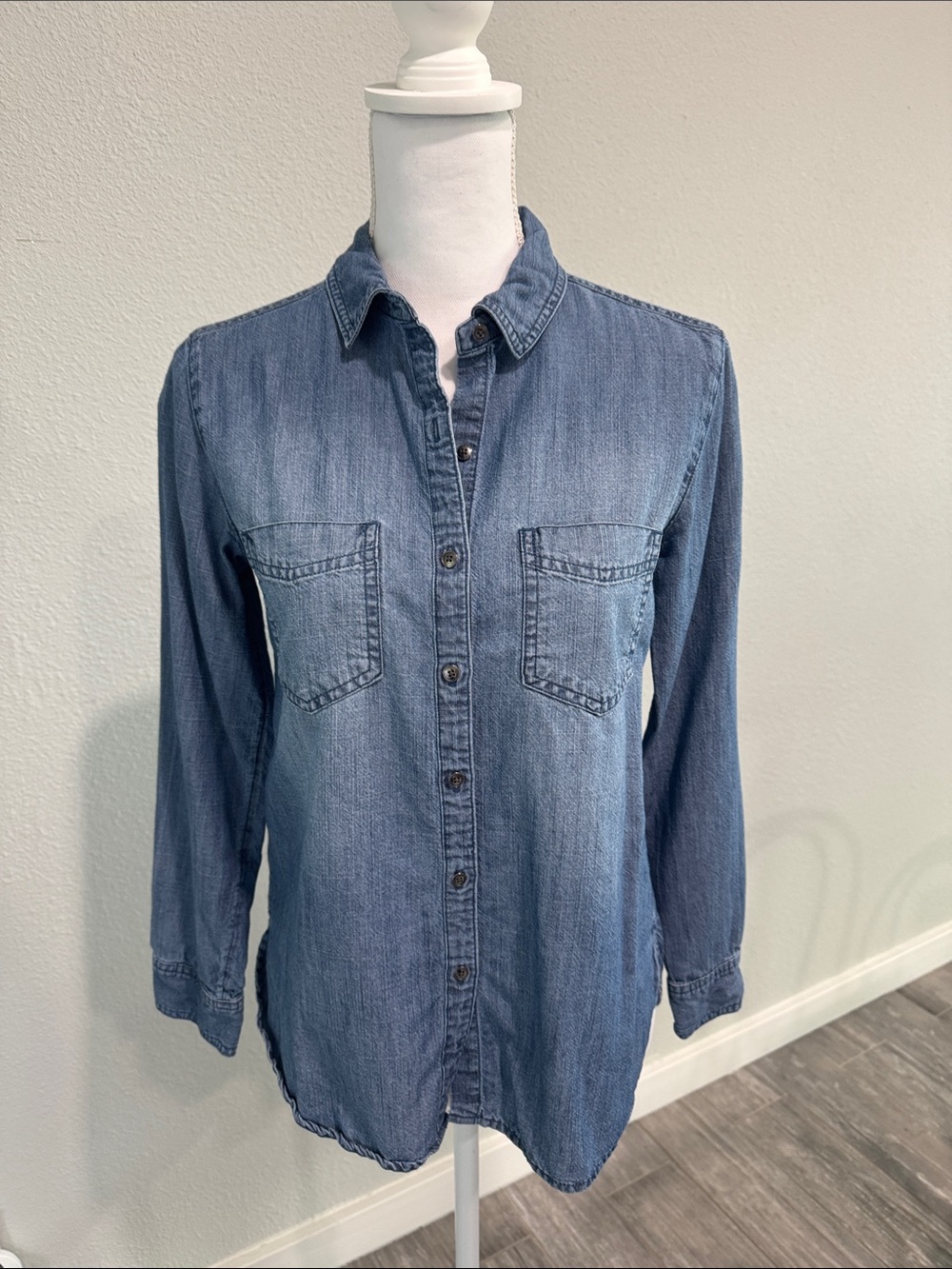 Caslon Washed Blue Denim Button-Down Shirt